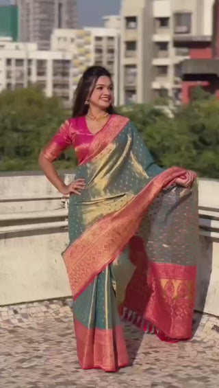 pure-soft-tissue-sarees-with-meenakari-motifs-all-over-contrast-woven-broad-border-green-2