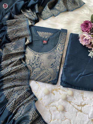 pure-banarasi-kurti-pant-dupatta-suit-set-with-print-hand-zari-waving-jacquard-work-color-blue-5