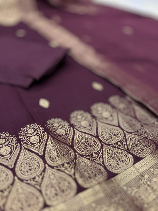 pure-banarasi-kurti-pant-dupatta-suit-set-with-print-hand-zari-waving-jacquard-work-color-maroon-5