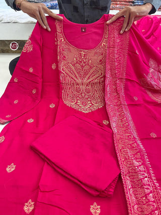 pure-banarasi-top-pant-dupatta-set-with-print-hand-zari-jacquard-weaving-work-color-rani-pink-6