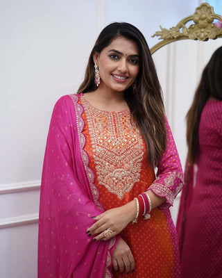 pure-chinon-silk-kurti-sharara-dupatta-suit-set-embroidery-zari-work-color-rani-3