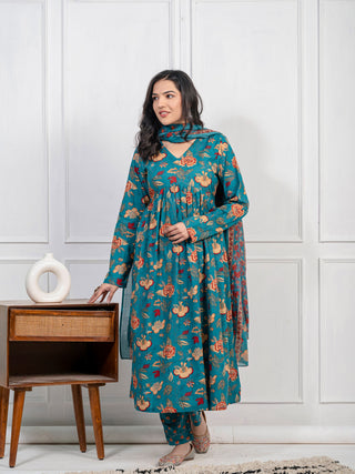 pure-cotton-60-60-kurti-pant-dupatta-suit-set-all-over-print-work-color-cyan