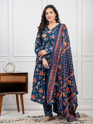 pure-cotton-60-60-kurti-pant-dupatta-suit-set-all-over-print-work-color-navy-blue