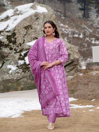 pure-cotton-60-60-kurti-pant-dupatta-suit-set-all-over-print-work-color-purple