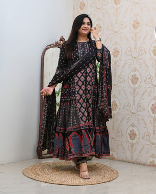 pure-cotton-60-60-top-pant-dupatta-set-with-mill-print-work-color-black-1