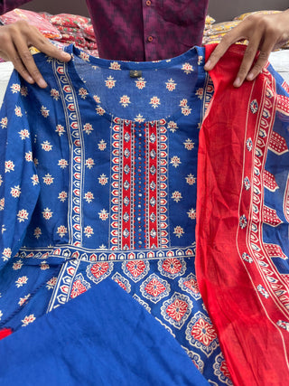 pure-cotton-60-60-top-pant-dupatta-set-with-mill-print-work-color-blue-3