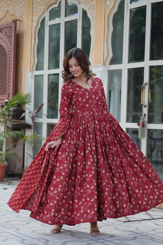 pure-cotton-gown-pant-dupatta-set-with-digital-print-work-color-maroon-7