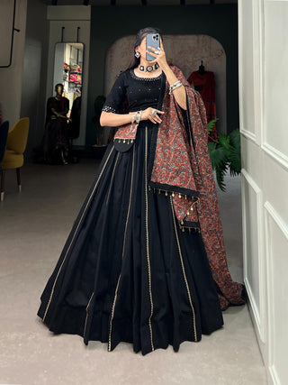 pure-cotton-lehenga-choli-dupatta-purse-set-with-gota-patti-touch-up-work-color-black-2