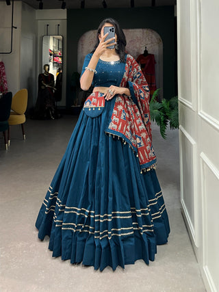 pure-cotton-lehenga-choli-dupatta-purse-set-with-gota-patti-touch-up-work-color-blue-2