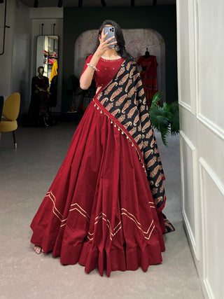 pure-cotton-lehenga-choli-dupatta-purse-set-with-gota-patti-touch-up-work-color-red-1