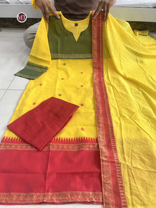pure-kanchi-cotton-kurti-pant-dupatta-suit-set-print-hand-zari-weaving-work-color-yellow-5