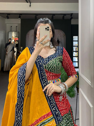 pure_rayon_lehenga_set_withbandhej_with_foil_printed_cowrie_work_lace_border_2