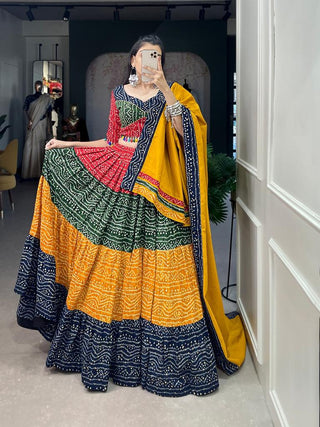 pure_rayon_lehenga_set_withbandhej_with_foil_printed_cowrie_work_lace_border_3