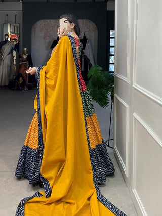pure_rayon_lehenga_set_withbandhej_with_foil_printed_cowrie_work_lace_border_4