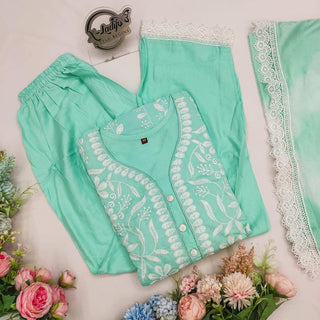 rayon-cotton-kurti-palazzo-dupatta-set-with-chikankari-work-color-green-6