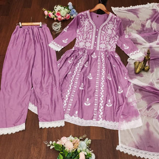 rayon-cotton-kurti-palazzo-dupatta-set-with-chikankari-work-color-purple-4