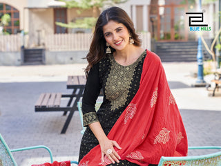 rayon-salwar-kameez-dupatta-set-with-foil-print-embroidery-work-color-black-2
