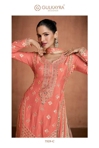 real-chinon-top-pant-dupatta-set-with-embroidery-hand-work-color-orange-2