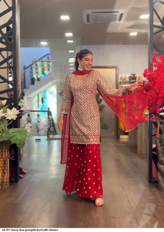 red-color-georgeous-heavy-fox-georgette-top-with-sharara-3
