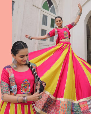 roman-lehenga-choli-set-with-maslin-crochet-print-gotta-lace-embellished-thread-embroidery-codi-lace-work-color-yellow-magenta-8