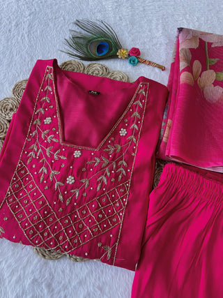 roman-silk-kurti-pant-dupatta-suit-set-hand-sequins-embroidered-print-work-color-rani-pink-4