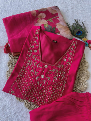 roman-silk-kurti-pant-dupatta-suit-set-hand-sequins-embroidered-print-work-color-rani-pink-6