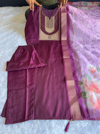 roman-silk-kurti-pant-dupatta-suit-set-with-sequins-embroidery-siroski-diamond-work-color-wine-6