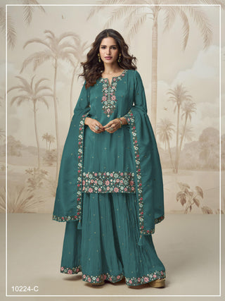 roman-simar-kurti-sharara-dupatta-set-with-embroidery-multi-zarkhan-work-color-cyan