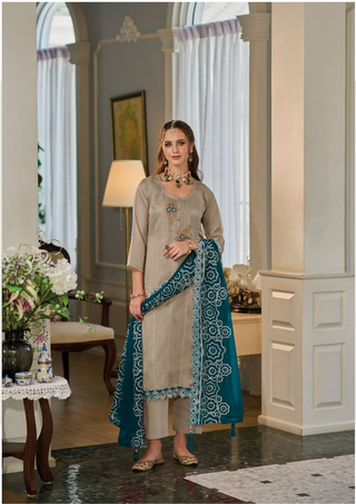 Ship From India! Varman Indian Pakistani Salwar Kameez Suit Women Ready to Wear Organza Fabric Party Wear 3 Pieces Set, Listing ID: PRE8994404958490