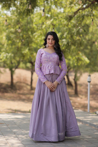 shimmer-vichitra-dyeable-pure-viscose-jacquard-lehenga-choli-set-sequence-embroidery-work-color-lavender-1