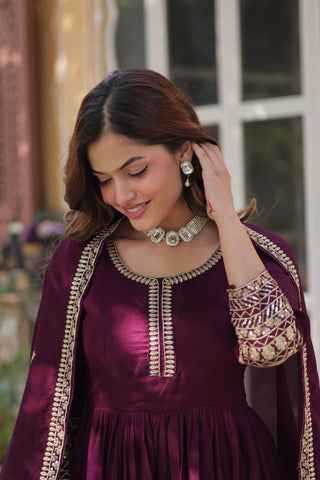 shimmer-vichitra-gown-dupatta-with-rich-sequins-embroidered-work-color-purple-3