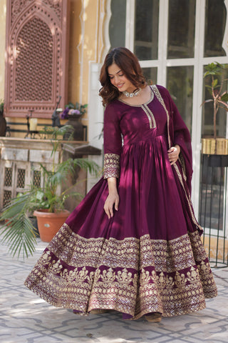 shimmer-vichitra-gown-dupatta-with-rich-sequins-embroidered-work-color-purple-5