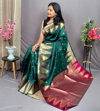 silk-saree-zari-minakari-temple-big-boder-weaving-work-dark-green-2
