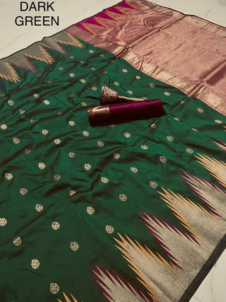 silk-saree-zari-minakari-temple-big-boder-weaving-work-dark-green