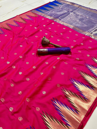 silk-saree-zari-minakari-temple-big-boder-weaving-work-dark-pink