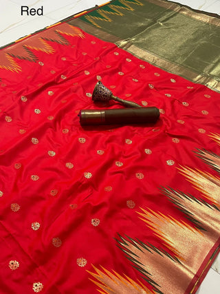 silk-saree-zari-minakari-temple-big-boder-weaving-work-red
