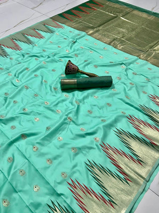 silk-saree-zari-minakari-temple-big-boder-weaving-work-teal