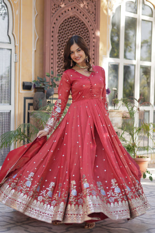 soft-organza-long-gown-pant-dupatta-set-with-sequence-embroidery-work-red-2