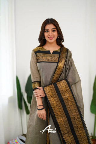 south-cotton-kurti-legging-dupatta-set-with-weaving-work-color-grey-3