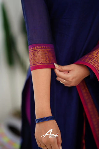 south-cotton-kurti-legging-dupatta-set-with-weaving-work-color-navy-blue-5