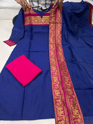 south-cotton-kurti-legging-dupatta-set-with-weaving-work-color-navy-blue-6