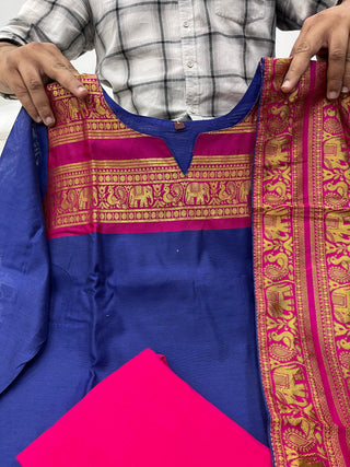 south-cotton-kurti-legging-dupatta-set-with-weaving-work-color-navy-blue-8