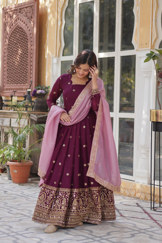 star-georgette-long-gown-dupatta-set-with-embroidery-zari-sequence-work-color-maroon-5