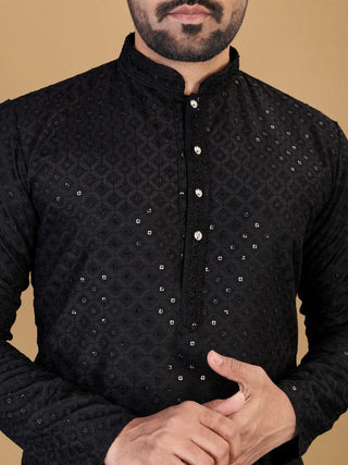straight-fit-men-kurta-with-sequin-work-black-1
