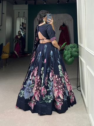 tussar-silk-lehenga-choli-dupatta-set-print-work-color-navy-blue-3