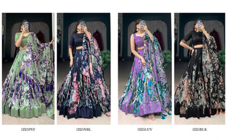 tussar-silk-lehenga-choli-dupatta-set-print-work