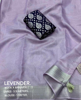 2-3 Days Delivery! Indian Saree for Women Ready to Wear Saree Kota Silk Party Wear Lavender, Green Color, Listing ID: 8888708792602