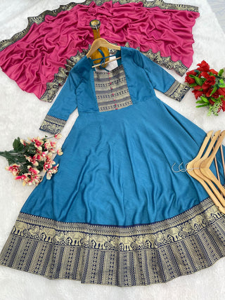 vichitra-silk-gown-dupatta-with-jacquard-zari-weaving-work-color-blue-4