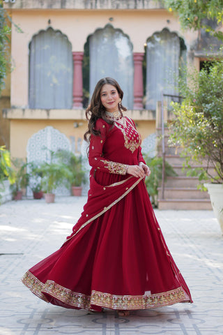 viscose-cosmos-gown-dupatta-with-foil-embroidery-zari-sequins-work-color-red-2