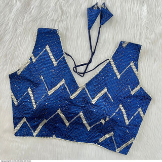 zigzag-georgette-crochet-embroidery-work-blouse-Navy-Blue